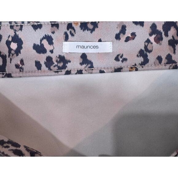 Maurices Suede 6 Pencil Skirt Button Skirt Polyester Blend Cheetah Print Tan - Picture 4 of 7